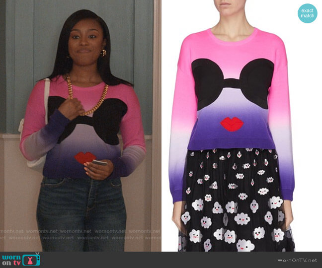 Alice + Olivia Lenna Stace Face Tie Dye Sweatshirt worn by Jojo (Precious Way) on Queens