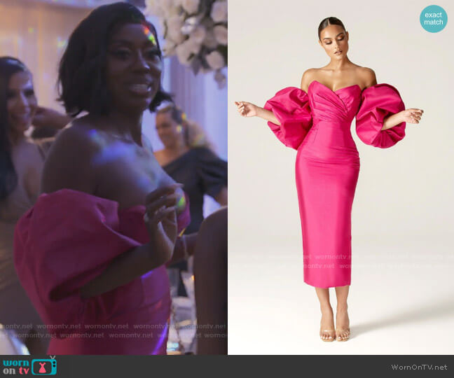 Alieva Tiffany Dupioni Puff Sleeve Maxi Dress worn by Wendy Osefo on The Real Housewives of Potomac