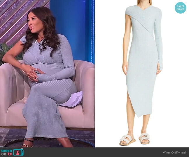 Alix NYC ALIX Azalea Ribbed One-Sleeve Midi Dress worn by Jeannie Mai on The Real