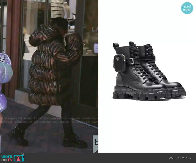 Prada Ankle Pouch Combat Boots worn by Lisa Barlow on The Real Housewives of Salt Lake City