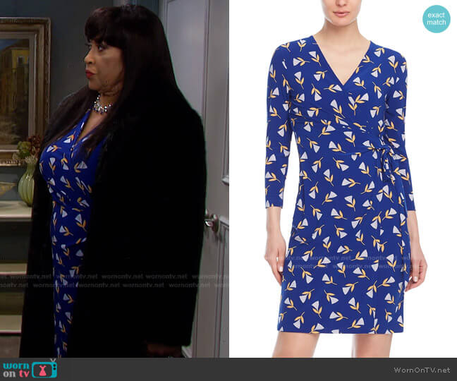 Anne Klein Luxe Lily Printed Surplice Dress worn by Paulina Price (Jackée Harry) on Days of our Lives