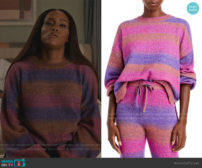 Aqua Space Dyed Crewneck Sweater worn by Brianna (Eve) on Queens