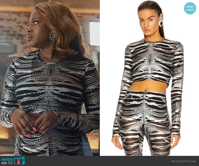 Area Crystal Print Mesh Crop Top worn by Jill (Naturi Naughton) on Queens