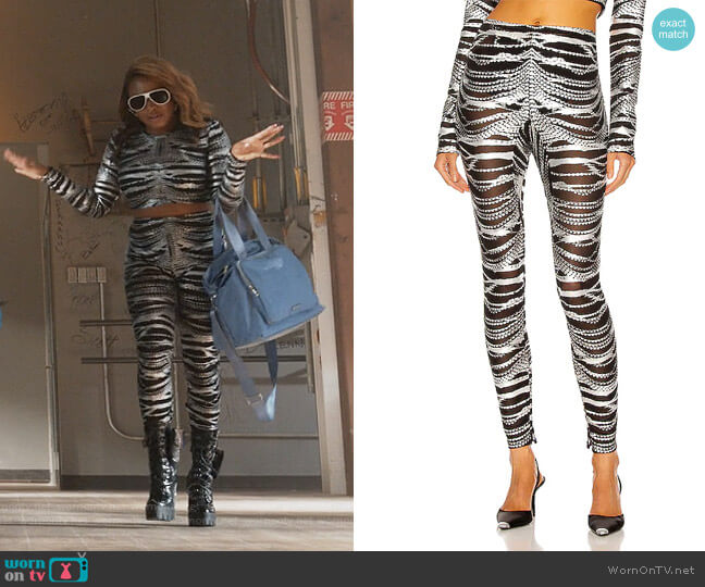 Area Crystal Print Mesh Legging worn by Jill (Naturi Naughton) on Queens