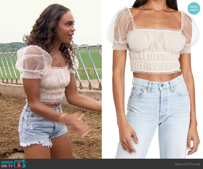 Alice + Olivia Ashlyn Cropped Top worn by Michelle Young on The Bachelorette