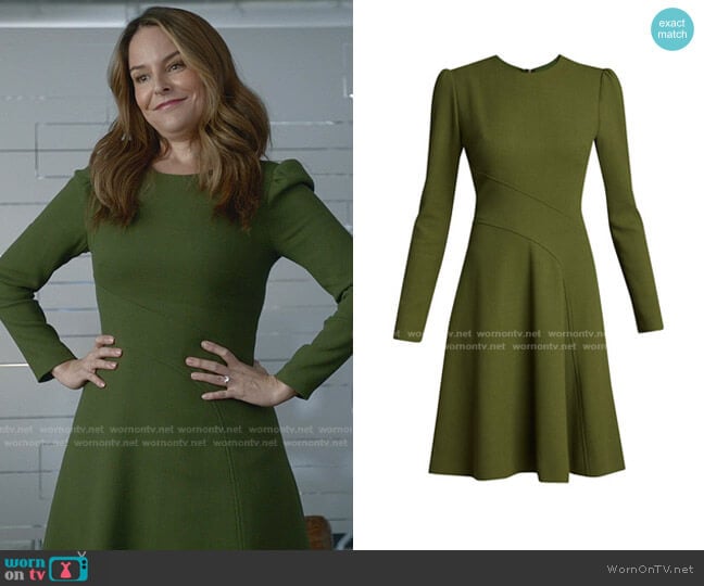 Lela Rose Asymmetric Seamed Fit-&-Flare Dress worn by Isabella Colón (Yara Martinez) on Bull