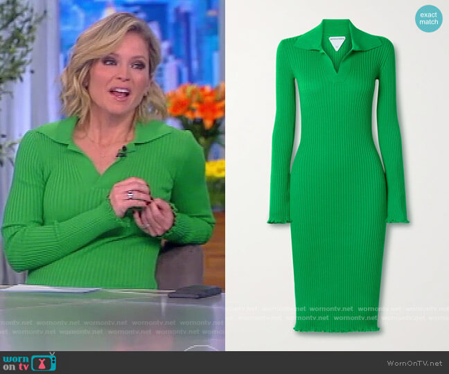 Bottega Veneta Ribbed cotton dress worn by Sara Haines on The View