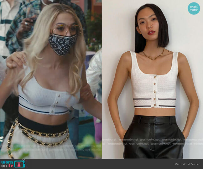 Babaton Sculpt Knit Button Tank worn by Lexi (Josie Totah) on Saved By The Bell