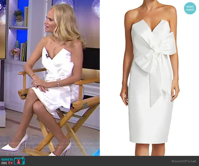 Badgley Mischka Scupture Bow-Front Strapless Dress