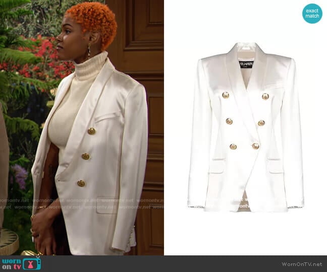 Balmain Satorial Jacket worn by Paris Buckingham (Diamond White) on The Bold and the Beautiful