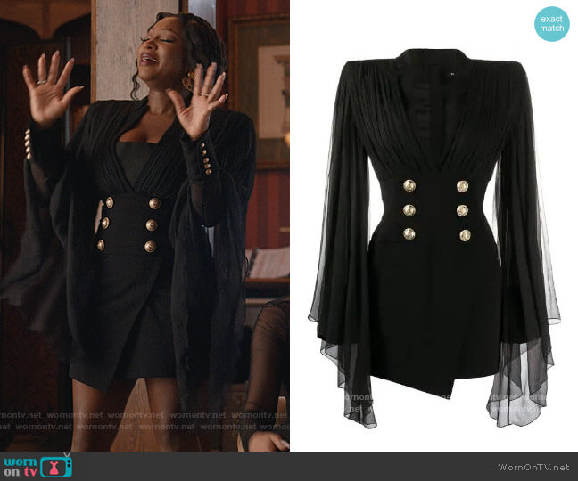 Balmain Sheer Sleeved Blazer Dress worn by Jill (Naturi Naughton) on Queens