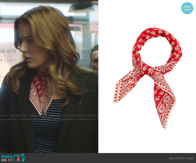 Madewell Bandana in Tropical Coral worn by Nancy Drew (Kennedy McMann) on Nancy Drew