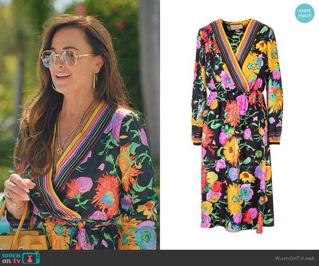 Gucci x Ken Scott Silk Print Dress worn by Kyle Richards on The Real Housewives Ultimate Girls Trip