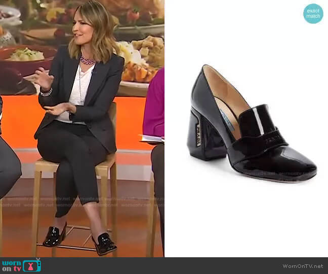 Prada Block Heel Loafer Pump worn by Savannah Guthrie on Today