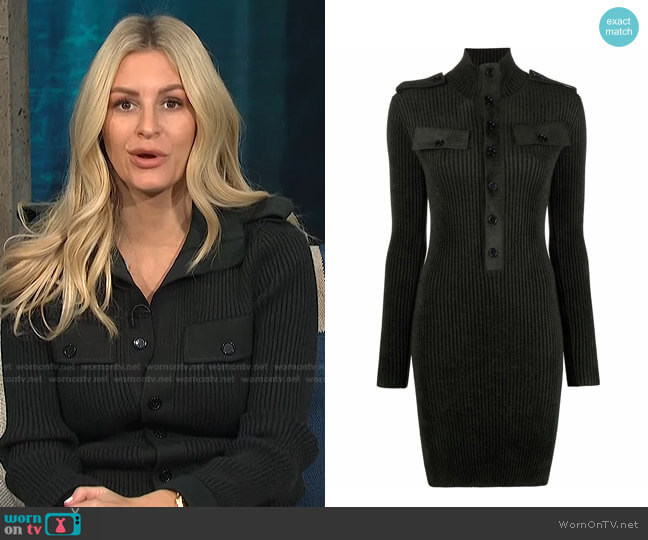 Bottega Veneta Ribbed-Knit Shoulder-Tab Dress worn by Morgan Stewart on E! News