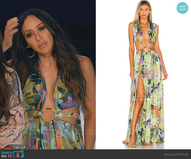 Bronx and Banco Tropics Maxi Dress worn by Melissa Gorga on The Real Housewives Ultimate Girls Trip