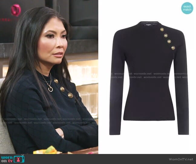 Balmain Button Detail Fitted Jumper worn by Jennie Nguyen on The Real Housewives of Salt Lake City