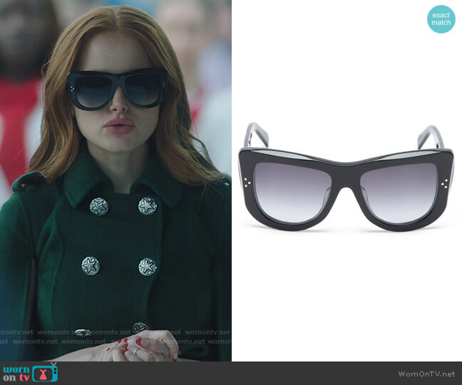 Celine Oversized D-frame acetate sunglasses worn by Cheryl Blossom (Madelaine Petsch) on Riverdale
