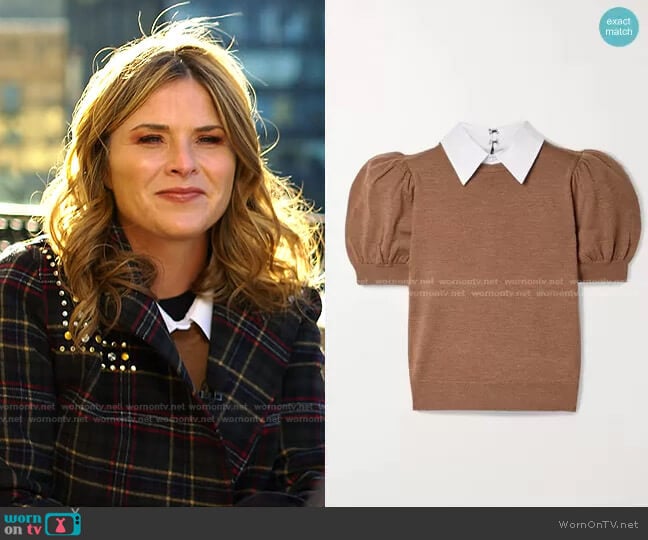 Alice + Olivia Chase Poplin-Trimmed Sweater worn by Jenna Bush Hager on Today