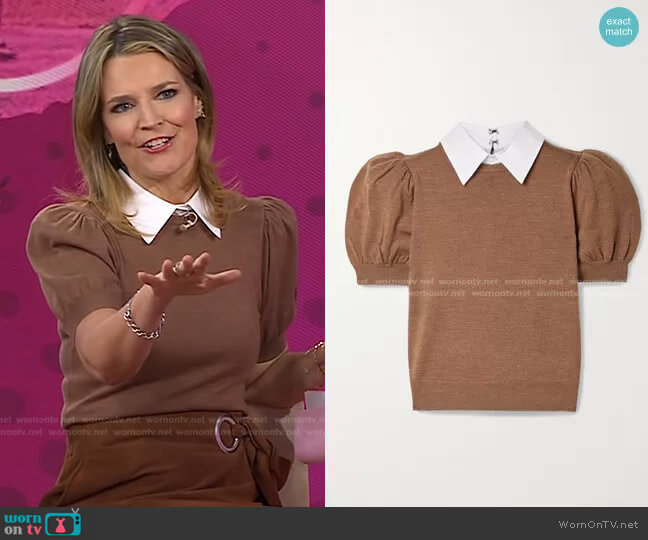 Alice + Olivia Chase Poplin-Trimmed Sweater worn by Savannah Guthrie on Today