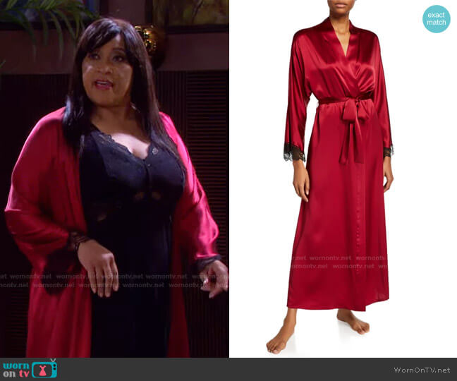 Christine Lingerie Bijou Lace-Trim Long Robe worn by Paulina Price (Jackée Harry) on Days of our Lives