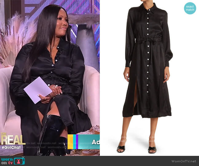Cinq a Sept Joyce Long Sleeve Midi Shirtdress worn by Garcelle Beauvais on The Real