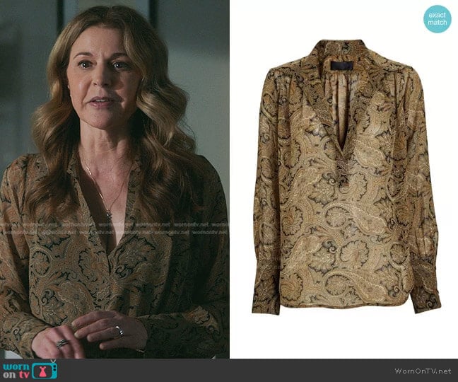 Nili Lotan Colleen Silk Popover Blouse worn by Kit Voss (Jane Leeves) on The Resident