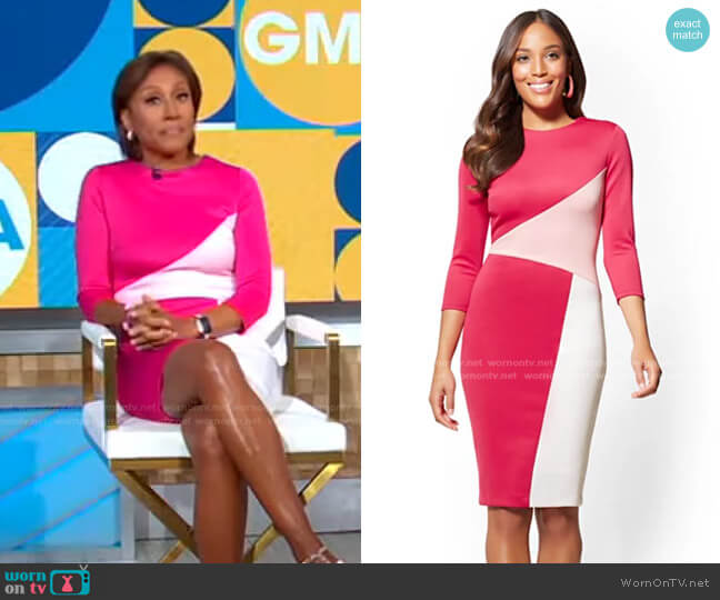 New York & Company Colorblock Sheath Dress worn by Robin Roberts on Good Morning America