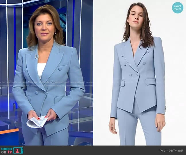 Michael Kors Crepe Double-Breasted Blazer worn by Norah O'Donnell on CBS Evening News