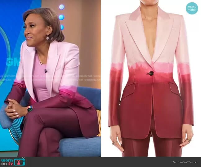 Alexander Mcqueen Dip Dye Wool & Silk Jacket worn by Robin Roberts on Good Morning America