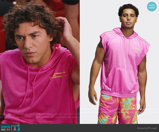 Adidas Donovan Mitchell Hooded sweatshirt worn by Jamie Spano (Belmont Cameli) on Saved By The Bell