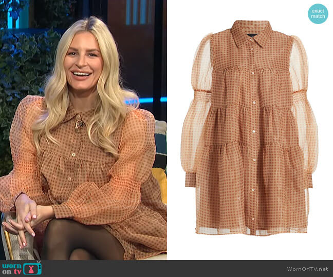 En Saison Gingham Organza Tiered Shirtdress worn by Morgan Stewart on E! News