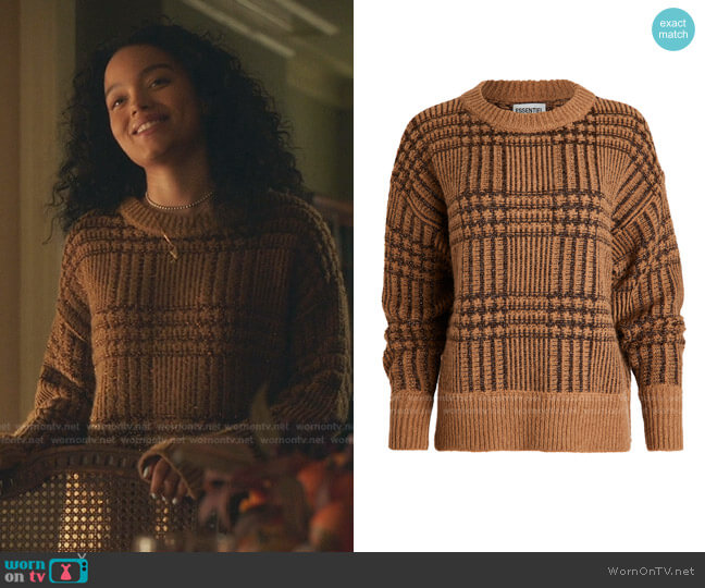 Essentiel Antwerp Werfect Metallic Tartan Pullover worn by Zoya Lott (Whitney Peak) on Gossip Girl