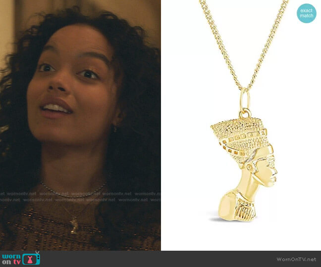 Sterling Forever Egyptian Pharaoh Bust Necklace worn by Zoya Lott (Whitney Peak) on Gossip Girl