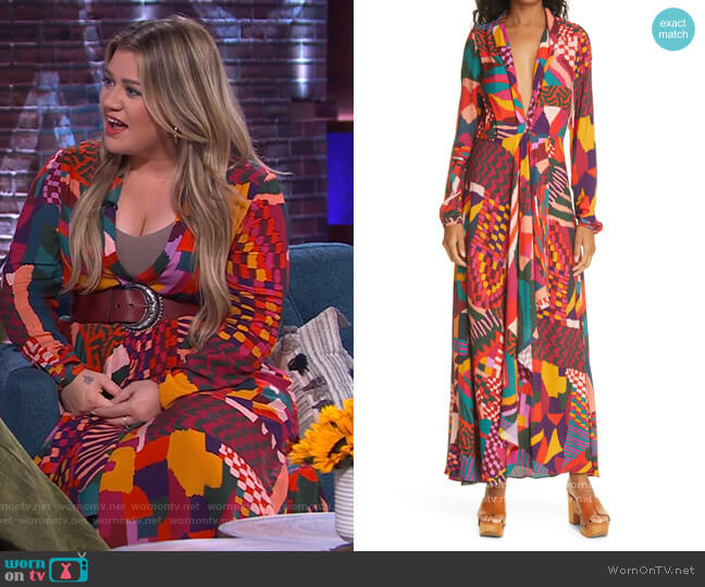 Farm Rio Printed Maxi Dress worn by Kelly Clarkson on The Kelly Clarkson Show