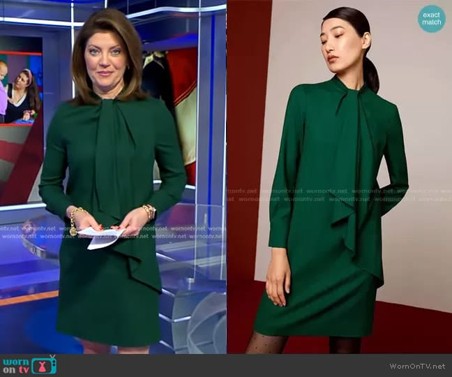 The Fold London Farringdon Dress worn by Norah O'Donnell on CBS Evening News