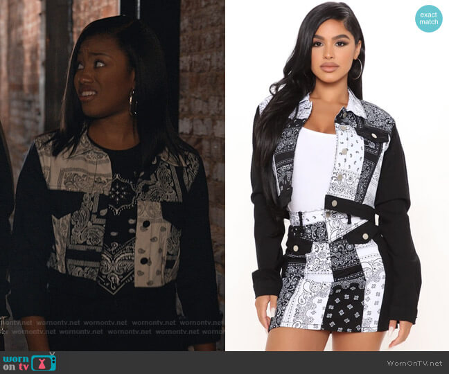 Fashion Nova Desert Babe Cropped Jacket worn by Jojo (Precious Way) on Queens