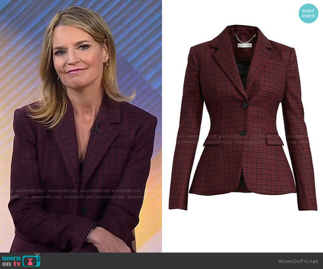 Altuzarra Fenice Plaid Wool-Blend Blazer worn by Savannah Guthrie on Today