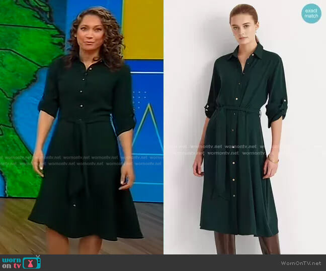 Ralph Lauren Fit-and-Flare Shirtdress worn by Ginger Zee on Good Morning America