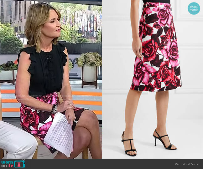 Prada Floral-Print Skirt worn by Savannah Guthrie on Today