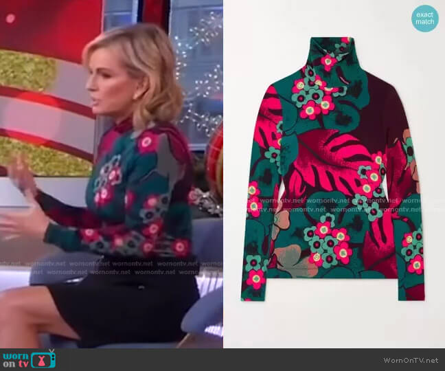 Dries van Noten Floral-Print Stretch-Jersey Turtleneck Top worn by Dr. Jennifer Ashton on Good Morning America