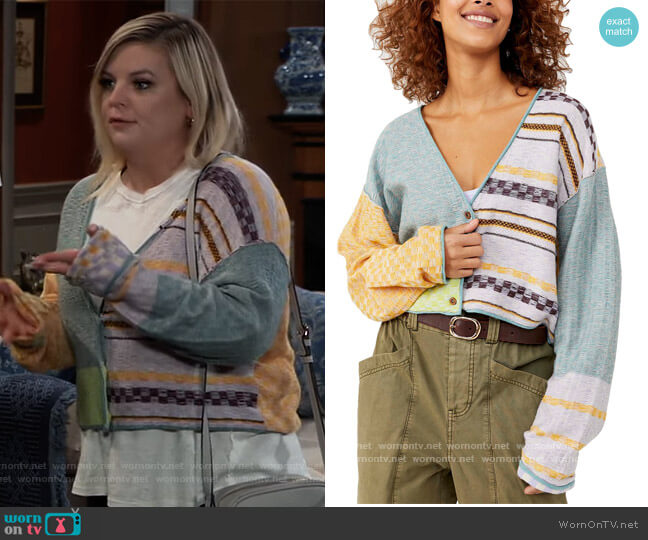 Free People Ready Set Go Printed Cardigan worn by Maxie Jones (Kirsten Storms) on General Hospital