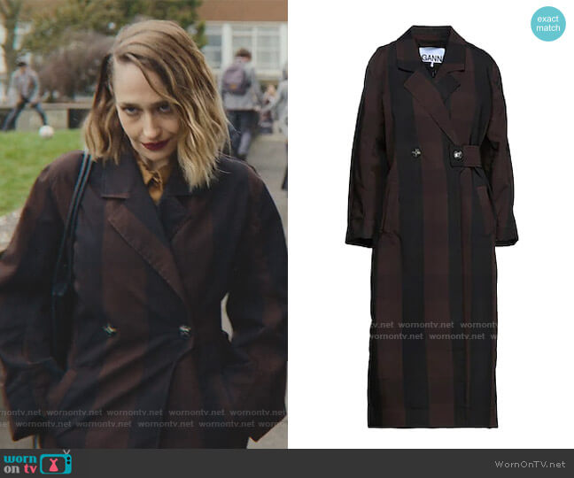 Ganni Double Breasted Pea Coat worn by Hope Haddon (Jemima Kirke) on Sex Education