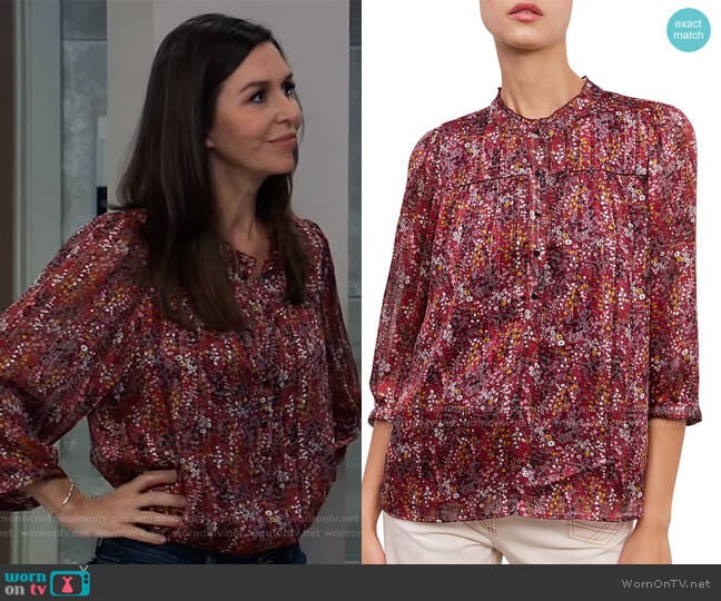 Gerard Darel Camellia Blouse worn by Anna Devane (Finola Hughes) on General Hospital