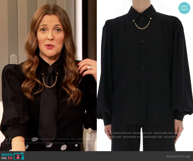 Givenchy Chain Collar Shirt worn by Drew Barrymore on The Drew Barrymore Show