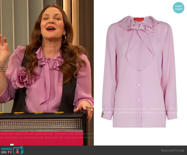 Gucci Silk Blouse worn by Drew Barrymore on The Drew Barrymore Show