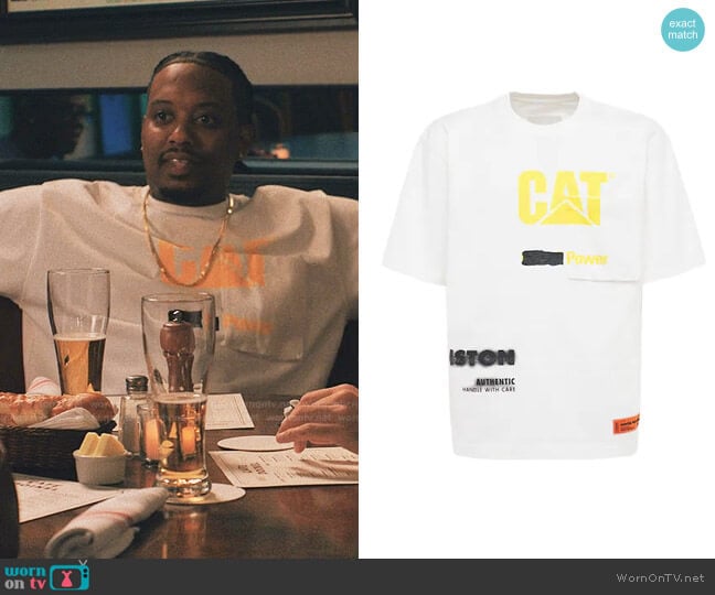 Heron Preston CAT® Graphic Pocket Tee worn by Yogi (Chris Powell) on Love Life