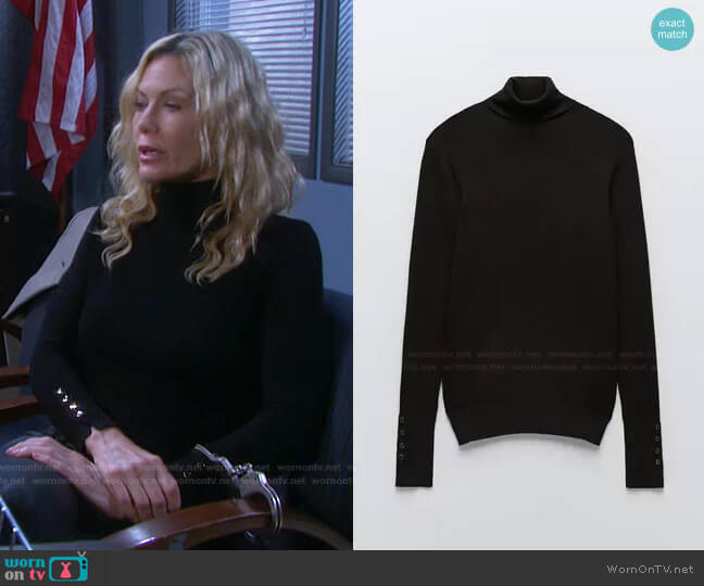 Zara High Collar Knit Sweater worn by Kristen DiMera (Stacy Haiduk) on Days of our Lives