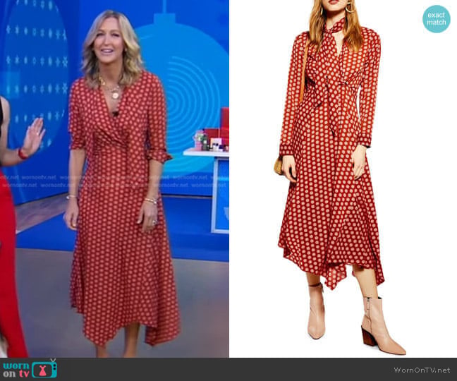 Topshop Horse Coin Midi Dress worn by Lara Spencer on Good Morning America