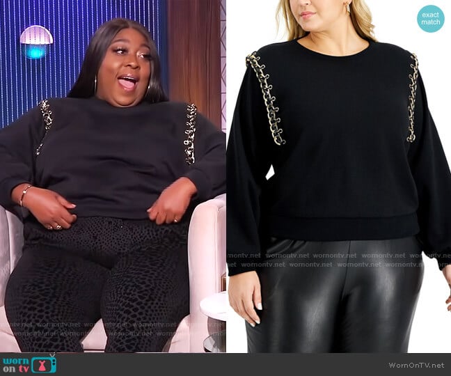 INC International Concepts Chain Trim Sweatshirt worn by Loni Love on The Real